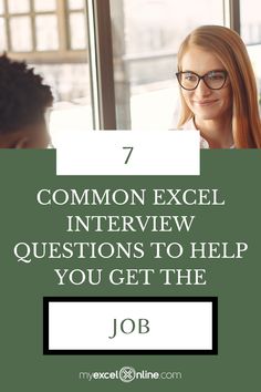 a woman sitting at a table with her laptop and the words common excel interview questions to help you get the job