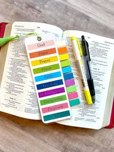 Our bible annotating bookmarks are perfect for keeping you organized and simplified during your bible study. Each bookmark comes with 1 set of tabs so it's ready to use!   You can choose to receive the "Bookmark Only" or the "Annotation Kit".  Bookmark Only option includes one laminated bookmark with a color-coordinating tassel and 1 sheet of annotation tabs. Annotation Kit option includes 1 laminated bookmark complete with tabs and color-coordinating tassel, dual-tip highlighter, and a black ba Books With Annotations, Annotating Supplies, Annotation Kit, Reading Supplies, Book Annotating, Book Logo, Bible Study Lessons, Christian Stuff