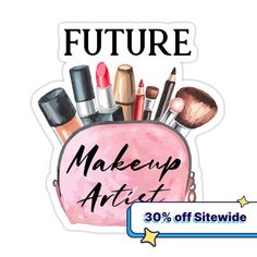 Decorate laptops, Hydro Flasks, cars and more with removable kiss-cut, vinyl decal stickers. Glossy, matte, and transparent options in various sizes. Super durable and water-resistant. Future Makeup Artist Future Makeup, Makeup Stickers, Drawings Simple, Art Drawings Simple, Makeup Artist, Decorate Laptops, Kiss Cut, Vinyl Decal Stickers, Vinyl Decal