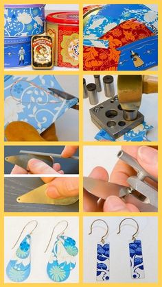 several pictures of different items that are being made with scissors and other things in them