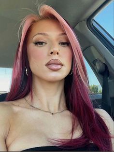 Exotic Hair Color, Color Block Hair, Telescopic Mascara, Halo Glow, Red Blonde Hair, Cream Bronzer, Red Hair Inspo, Peekaboo Hair