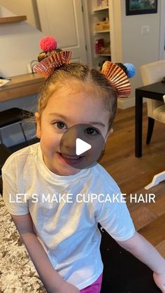 Dana Whisker on Instagram: "Ruby had crazy hair and dress day at school today so I did this easy Cupcake Hair. When I say easy, I mean it. I pulled the hot glue gun out at 7:17am and my husband’s face was like “reaaaallllyyy why do we have to bring the hot glue gun into this when we need to leave in 13 minutes.” 😂  #daughter #hairstyles #cupcakehair #cupcakebuns #crazyhair" Hilarious Hair Day At School, Short Hair Wacky Hair Day, Tacky Hair Day Ideas, Funny Hair Day At School, Creative Crazy Hair Day Ideas, Fast Crazy Hair Day Ideas, Crazy Hair Day Thanksgiving, Kids Silly Hair Day, Wacky Halloween Hair