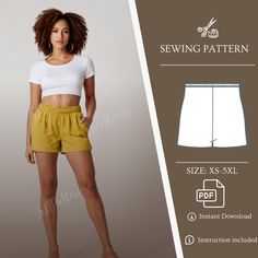 the sewing pattern is designed for women's shorts