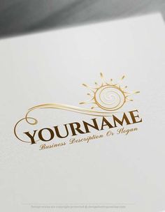 the logo for your company is made up of gold and white letters with an elegant swirl design