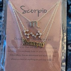 3 Separate Necklaces Great For Layering Brand New, Never Opened Scorpio Sign Swift, Layering, Taylor Swift, Scorpio Necklace, Horoscope Necklace, Scorpio Sign, Birthday List, Motivate Yourself, Womens Jewelry Necklace