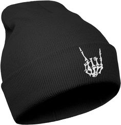 Halloween Skull Goth Knit Beanie Hats for Men Women Cool Emo Gothic Birthday Christmas Skeleton Gifts Presents Winter Goth Beanie, Goth Hat, Boo Basket Ideas, Gothic Birthday, Beanie Slouchy, Skull Beanie, Christmas Skeleton, Boo Basket, Gothic Gifts