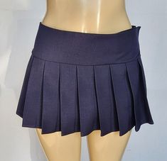 "JUNIOR to PLUS SIZE \"Navy\" PLAID MICRO MINI SKIRT 10\"-13\" LONG. (Navy) TO ENSURE YOU ORDER THE CORRECT SIZE SKIRT, PLEASE READ THIS CAREFULLY; THEN MATCH IT WITH SIZES. ALL OUR SKIRTS ARE ALWAYS MADE WITH A 3\" LONG WAITSBAND + THE LEGNTH OF THE SKIRT. OUR SKIRTS ARE ALL MADE TO ORDER AND THE LENGTH MAY SLIGHTLY CHANGE A FEW CENTIMETERS, BUT WE TRY TO BE AS ACCURATE AS POSSIBLE.  BELOW IF THE FINAL LENGTH OF THE SKIRT.  *XSMALL - Waistband measures 28\" around when fully closed. Skirt is 10 Navy Tennis Skirt, Mini Skirt Plaid, Sailor Costume, Navy Mini Skirt, Blue Pleated Skirt, Vintage Tennis, Micro Mini Skirt, Knee Skirts, Navy Skirt