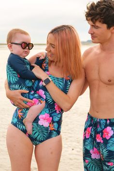 Matching swimwear for summer time at the beach with Zipster. Baby Grows