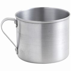 a large stainless steel pot with handle