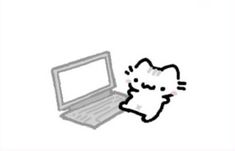 an image of a cat laying on top of a laptop computer that appears to have been drawn