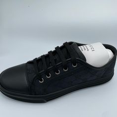 Brand New Come With Everything Elegant Black Calf Leather Sneakers, Gucci Designer Sneakers For Formal Occasions, Leather Low-top Sneakers For Evening, Gucci Designer Formal Sneakers, Evening Leather Low-top Sneakers, Black Leather Evening Sneakers, Evening Black Leather Sneakers, Elegant Black Evening Sneakers, Black Luxury Gucci Sneakers