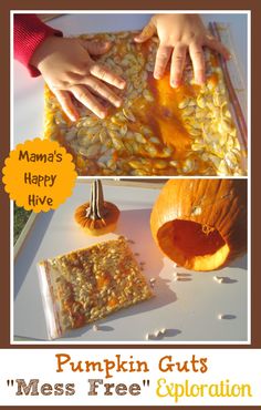 the pumpkin guts are being made with marshmallows and other things to make it fun