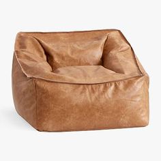 a brown leather bean bag chair