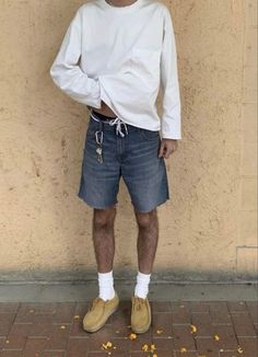 Clarks Men Outfit, Clark Wallabees Men Outfit, Clarks Wallabees Men Outfit, Clark Wallabees Outfit, Wallabees Outfit Men, Jorts Mens Outfits, Clarks Outfit, Clarks Wallabees Outfit, Wallabees Outfit