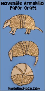 an armadillo paper craft is shown on a blue background with the words, moveable armadillo paper craft