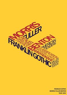 a yellow poster with black and red lettering on the bottom half of it, which reads franklin gothic