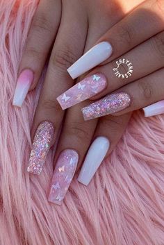 13  coffin nail designs for summer, winter and spring Long Acrylic Nail Designs, Colorful Nails, Cute Acrylic Nail Designs, Long Acrylic Nails Coffin, Acrylic Nails Coffin Pink, White Nail, Bling Acrylic Nails, Acrylic Nails Coffin Short, Summer Acrylic Nails