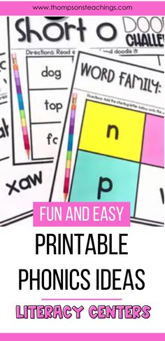 printable phonicic activities for kids with the words fun and easy