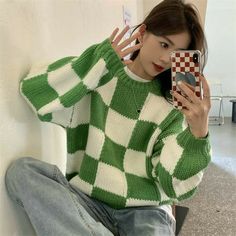 Korean Y2k, Women Knitting, Vintage Crop Tops, Plaid Sweater, Y2k Aesthetic Outfits, Spring Sweater, Indie Outfits, Cardigan Sweaters For Women