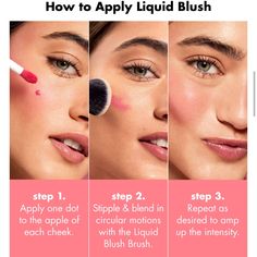 Here Is A Step-By-Step Guide On How To Apply Liquid Blush To Achieve A Natural, Rosy Glow. Liquid Blush Can Give Your Cheeks A Fresh And Dewy Look, Perfect For A Subtle Pop Of Color. Follow These Easy Steps To Enhance Your Complexion And Create A Radiant Finish. How To Put On Liquid Blush, How To Apply Liquid Blush, Dewy Look, Blush Application, How To Apply Blush, Liquid Blush, Sephora Makeup, Easy Steps, Easy Step