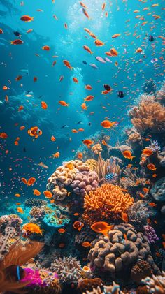 an underwater view of corals and tropical fish