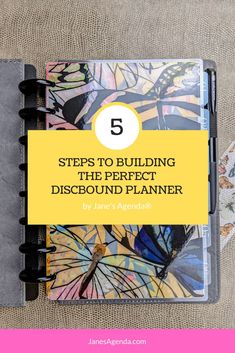 a notebook with the title 5 steps to building the perfect discbound planner