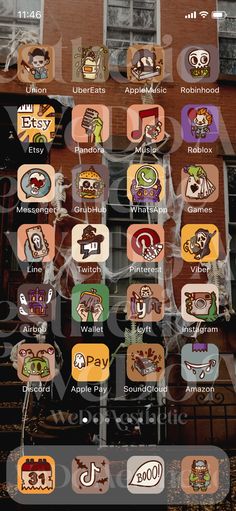 an iphone screen with many different icons on it