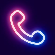 a neon sign with a phone in the middle on a dark background that appears to be blue and red