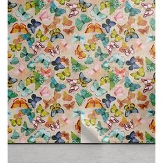 colorful butterflies on white background wrapping paper