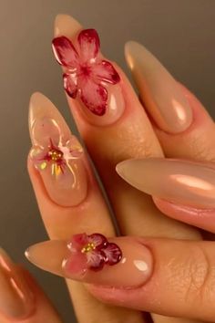 coconut it girl needs? follow me 👙🥥🌴 Easy To Do Nails, Nails Inspo Acrylic, Nail Inspo Flowers, Flowers On Nails, Summer Nails Simple, Nails Flowers, Pretty Gel Nails, Crazy Nails