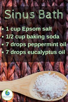 Essential Oils Sinus, Sinus Headache Relief, Bath Soak Recipe, Oils For Sinus, Natural Asthma Remedies, Sinus Headache, Sick Remedies, Sinus Congestion, Essential Oils Bath