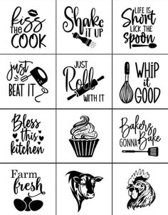 six different logos for cooking and baking