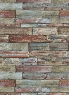 Wood Wallpaper in Multi design by BD Wall Wallpaper Western, Wooden Wallpaper, Wood Effect Wallpaper, Painting Wood Paneling, Blue Panels, Feature Wallpaper, Peeling Paint, Brick Wallpaper, Wood Wallpaper