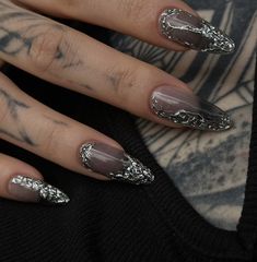 🖤⛓️ Nail Inspiration, Dope Nails, Cute Nails, Nail Designs, Nail Art, Nails, Hair, Nail Arts