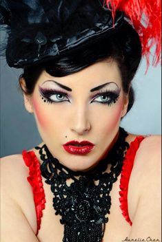 Cabaret Makeup, Victorian Makeup, Steampunk Makeup, Rouge Makeup, Fantasy Make-up, Steampunk Hairstyles