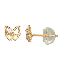 She'll dazzle and delight whenever she wears these Junior Jewels diamond butterfly stud earrings. She'll dazzle and delight whenever she wears these Junior Jewels diamond butterfly stud earrings.Click on this JEWELRY & WATCHES GUIDE to learn about fit, styles, materials and more! DIAMOND DETAILS Total weight: 1/10 ct. Shape: round Setting: prong Length: 6 mm Backings: post Nickel free Metal: 14k gold Finish: polished Packaging: boxed Gemstones may have been treated to enhance their appearance. S Stud Earrings, Stud Earrings Diamond, Butterfly Stud Earrings, Diamond Butterfly, Butterfly Earrings Stud, Jewelry Earrings Studs, Gold Finish, Jewelry Watches, Jewelry Earrings