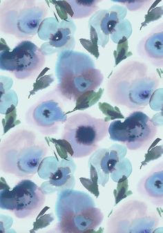 an image of blue and purple flowers on a white background with watercolor effect in the middle