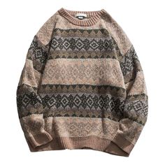 80's Grandma Pattern Sweater boogzel Mens Winter Sweaters, Aesthetic Sweaters, Hip Hop Print, Couples Sweaters, Oversize Pullover, Geometry Pattern, Grandpa Sweater, Men Streetwear, Winter Pullover