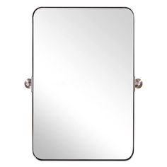 a rectangular mirror with two handles on the front and one in the back, against a white background