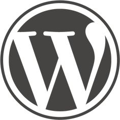 the wordpress logo in brown and white