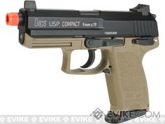 H&K Full Metal USP Compact Tactical Gas Blowback Airsoft Pistol by Umarex / KWA - Flat Dark Earth, Airsoft Guns, Gas Airsoft Pistols - Evike.com Airsoft Superstore