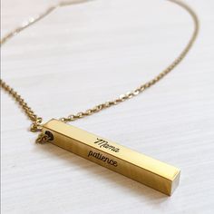 Beautiful Gift For Mom, New Mom Or Grandma! The Four Sides Of This Vertical Bar Necklace Have The Words “Mama”, And Three Amazing Traits Moms Have Including “Grace”, “Love”, And “Patience.” 18k Gold Plated. 16 Inches Long With A 2 Inch Extender. Music Necklace, Slider Necklace, Vertical Bar Necklace, Wooden Bead Necklaces, Christian Necklace, Long Statement Necklace, Stainless Steel Chain Necklace, Grace Love, Statement Bib Necklace