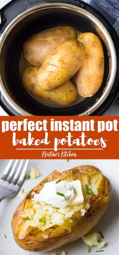 baked potatoes in an instant pot with text overlay