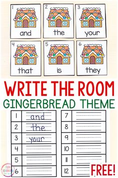 printable gingerbread themed word work for kids to practice their handwriting and writing skills