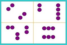 four squares with purple dots arranged in the same pattern on each one, which is equal to