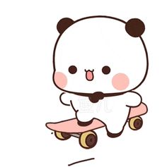 a cartoon panda bear riding a skateboard