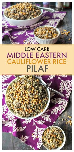 low carb middle eastern cauliflower rice in two bowls