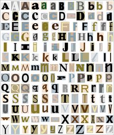 the letters and numbers are arranged in different colors, shapes, and font options for each letter