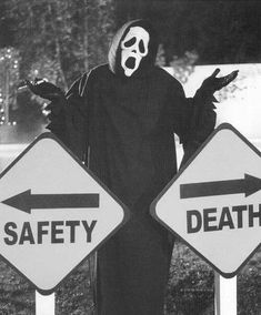 Wearing A Mask, A Mask, Mask, Road, Black And White, Signs