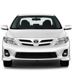 the front end of a white toyota car